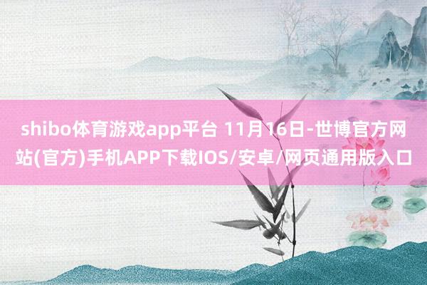 shibo体育游戏app平台 11月16日-世博官方网站(官方)手机APP下载IOS/安卓/网页通用版入口