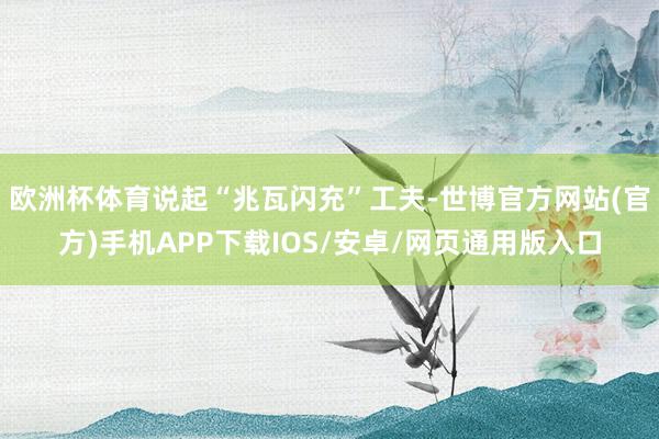 欧洲杯体育说起“兆瓦闪充”工夫-世博官方网站(官方)手机APP下载IOS/安卓/网页通用版入口