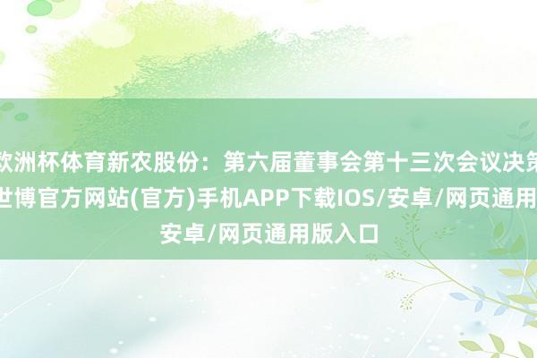 欧洲杯体育新农股份：第六届董事会第十三次会议决策公告-世博官方网站(官方)手机APP下载IOS/安卓/网页通用版入口