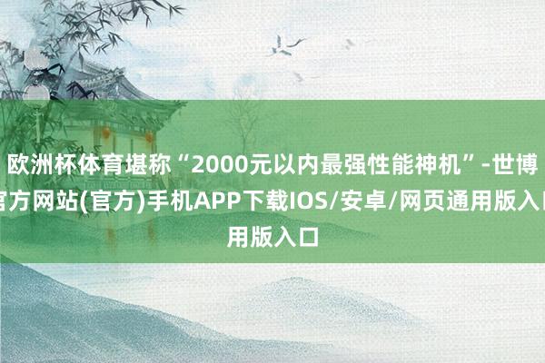 欧洲杯体育堪称“2000元以内最强性能神机”-世博官方网站(官方)手机APP下载IOS/安卓/网页通用版入口